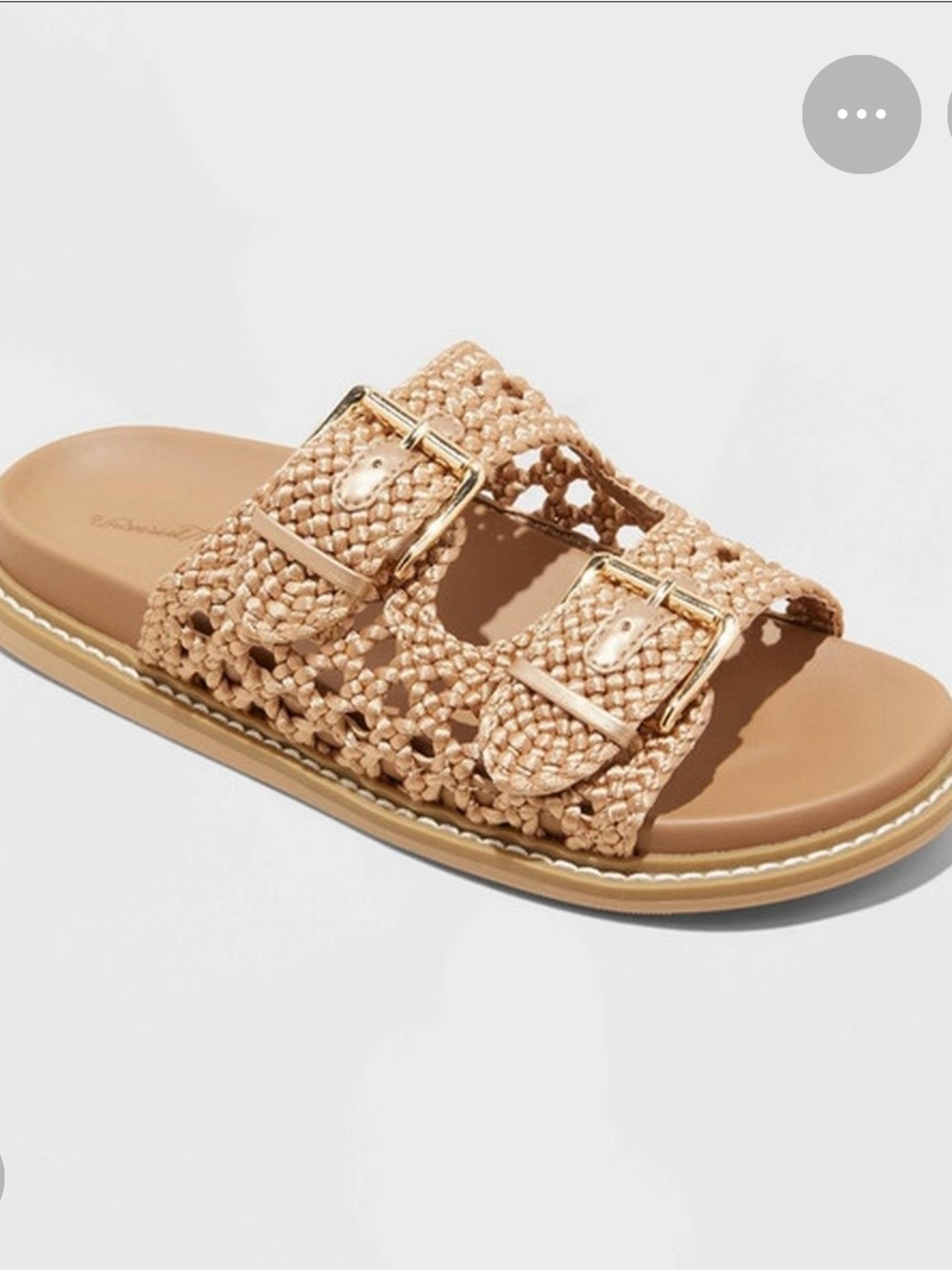 Universal Thread Kylie crochet footbed Woven Double-Buckle Sandals in Tan SZ 8